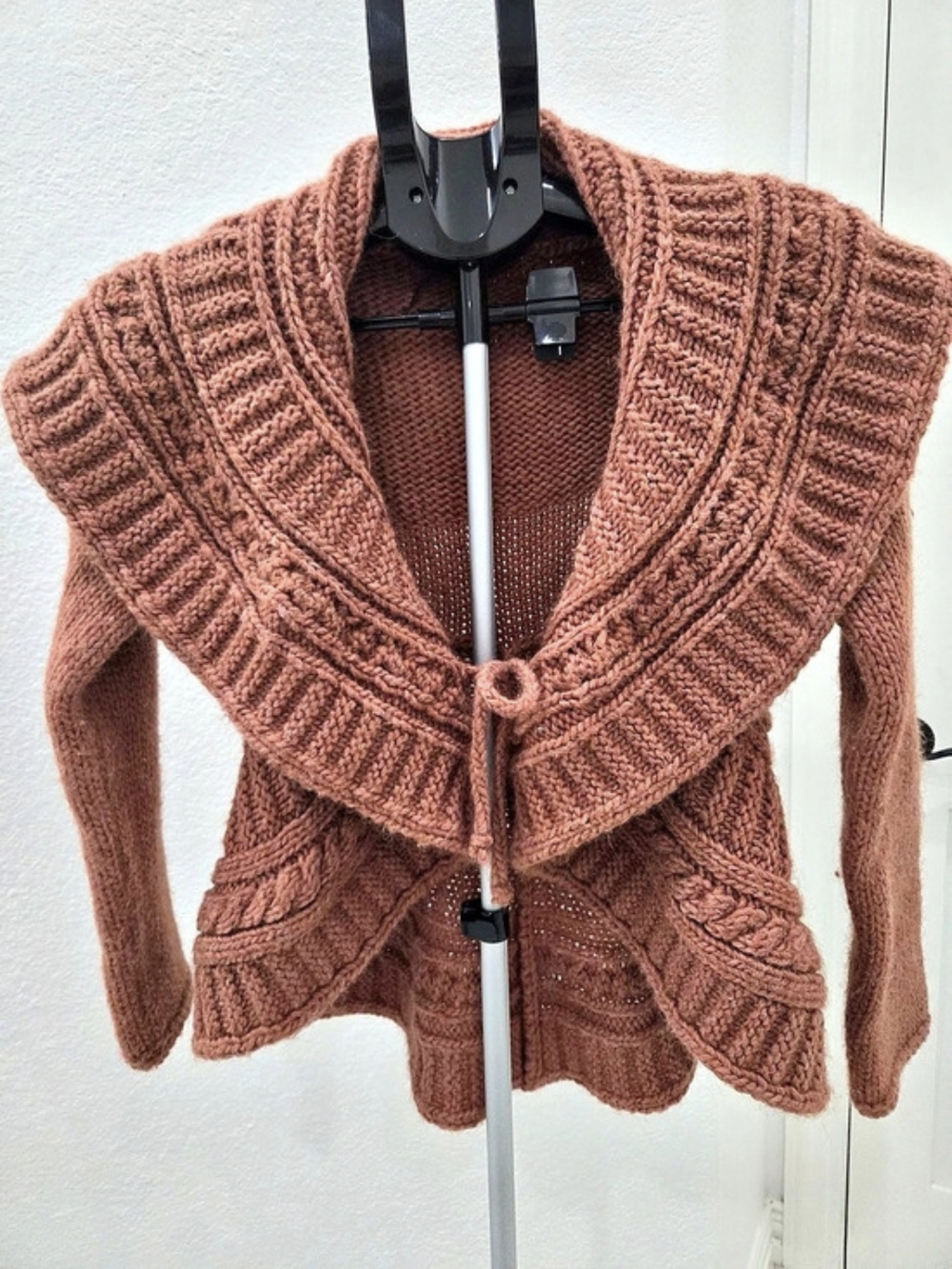 Elsamanda Made in Italy Alpaca Wool Cable Knit Cardigan Sweater M